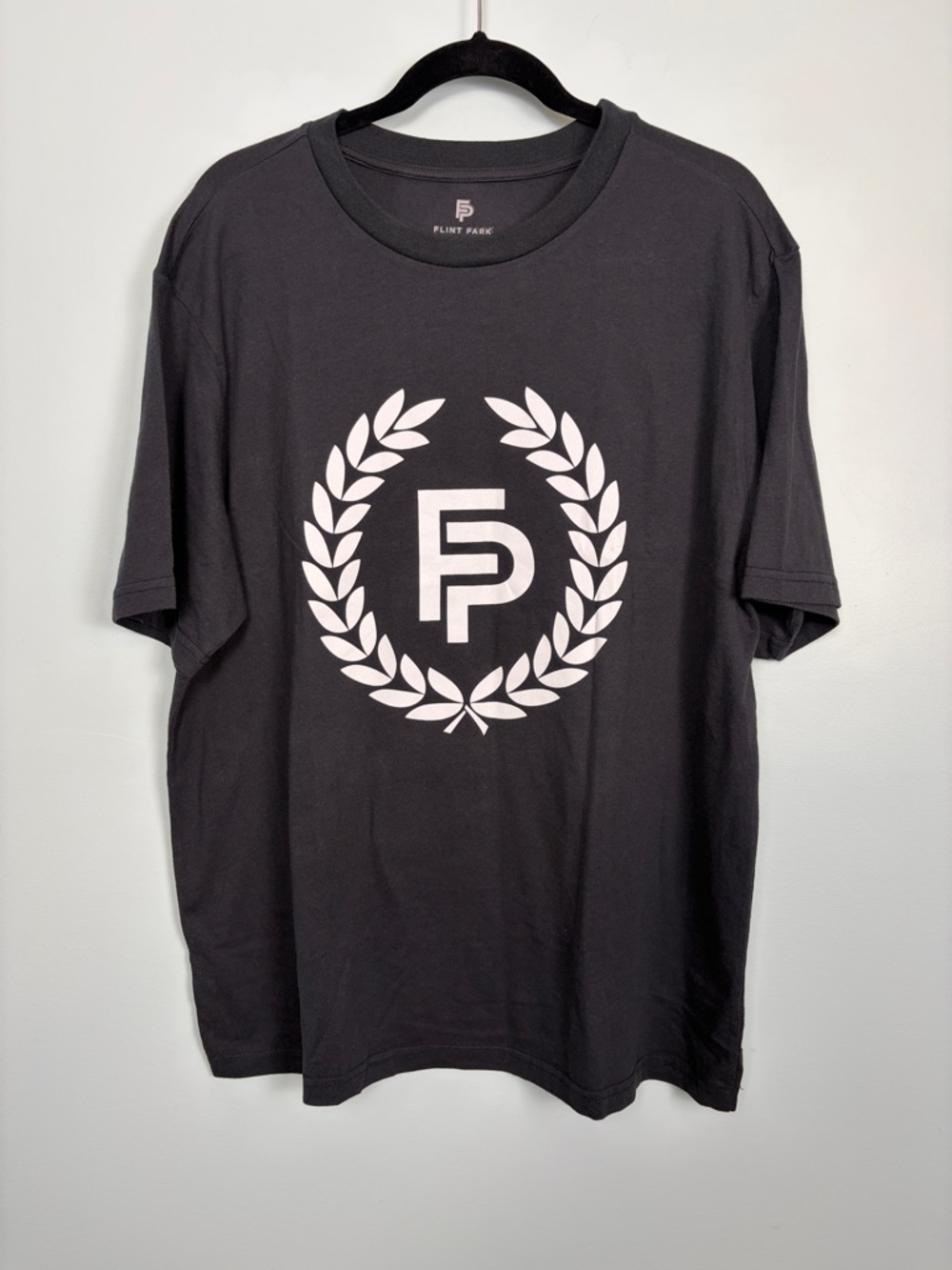 Flint Park Men's XL Black Logo Tee Organic Cotton Blend Short Sleeve Shirt NWT